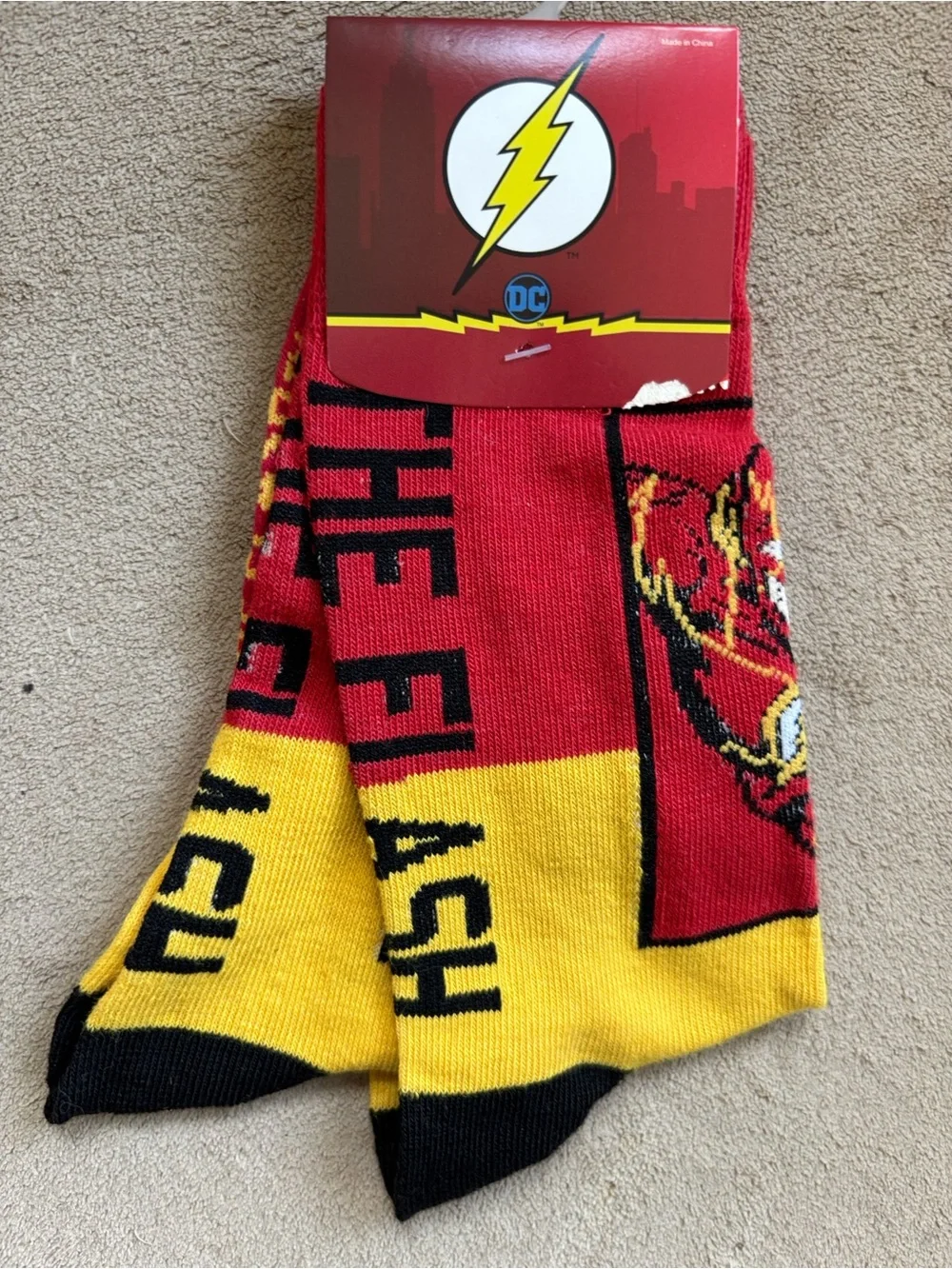 4 Pairs of Men's Casual Crew Socks Marvel Spiderman The Flash Fender Guitar